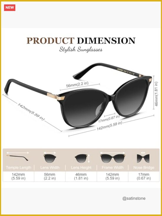 Polarized Cat Eye Sunglasses with UV400 Protection Acetate Frame for Driving main image 7
